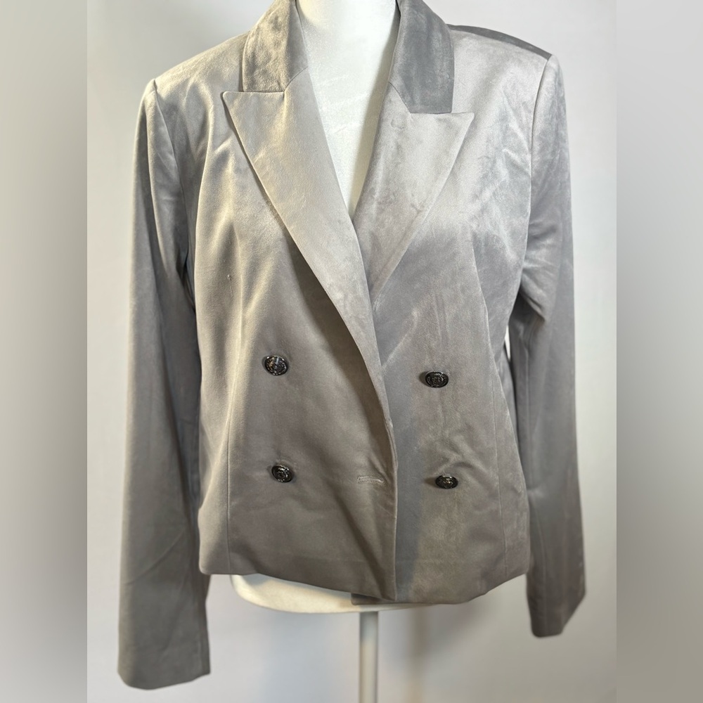 Elegant Gray Double-Breasted Women's Jacket Size 12 NWT